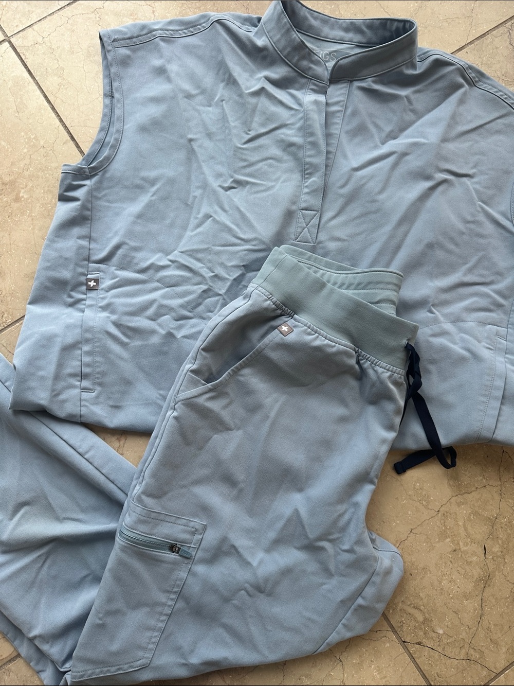 Figs Light Blue Track Pants & Pullover Set